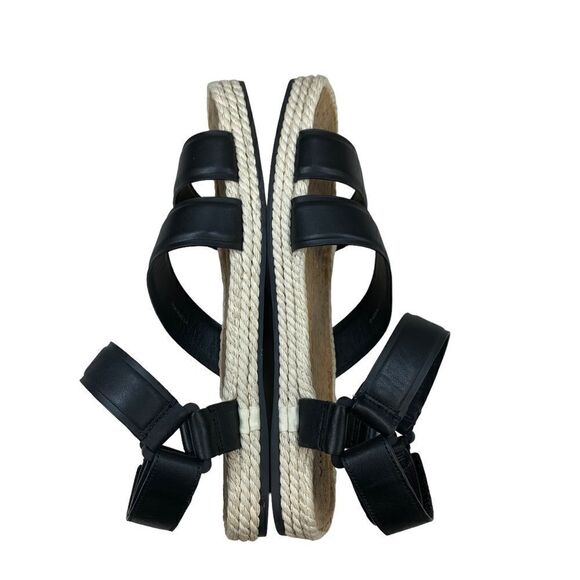 Vince Elian Black Leather Strappy Espadrilles Sandals 10 Sport Platforms - Picture 5 of 9